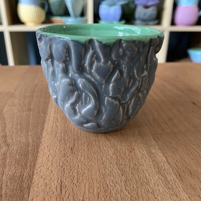 4oz Espresso Cup/Tiny Bowl in green & grey