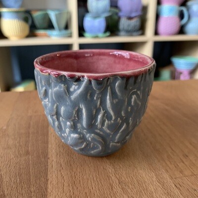 4oz Espresso Cup/Tiny Bowl in crimson & grey