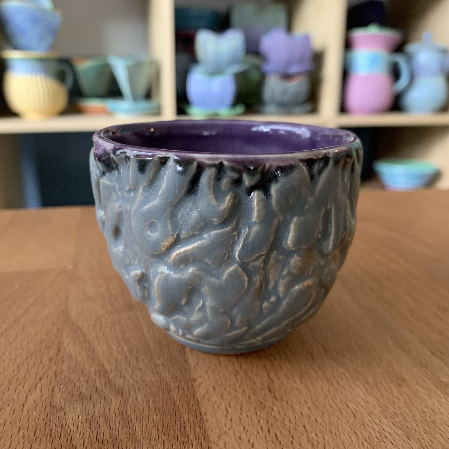 4oz Espresso Cup/Tiny Bowl in purple &amp; grey