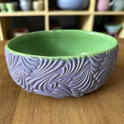Small Oval Bowl in green & purple