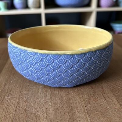 Small Oval Bowl in yellow & bloo
