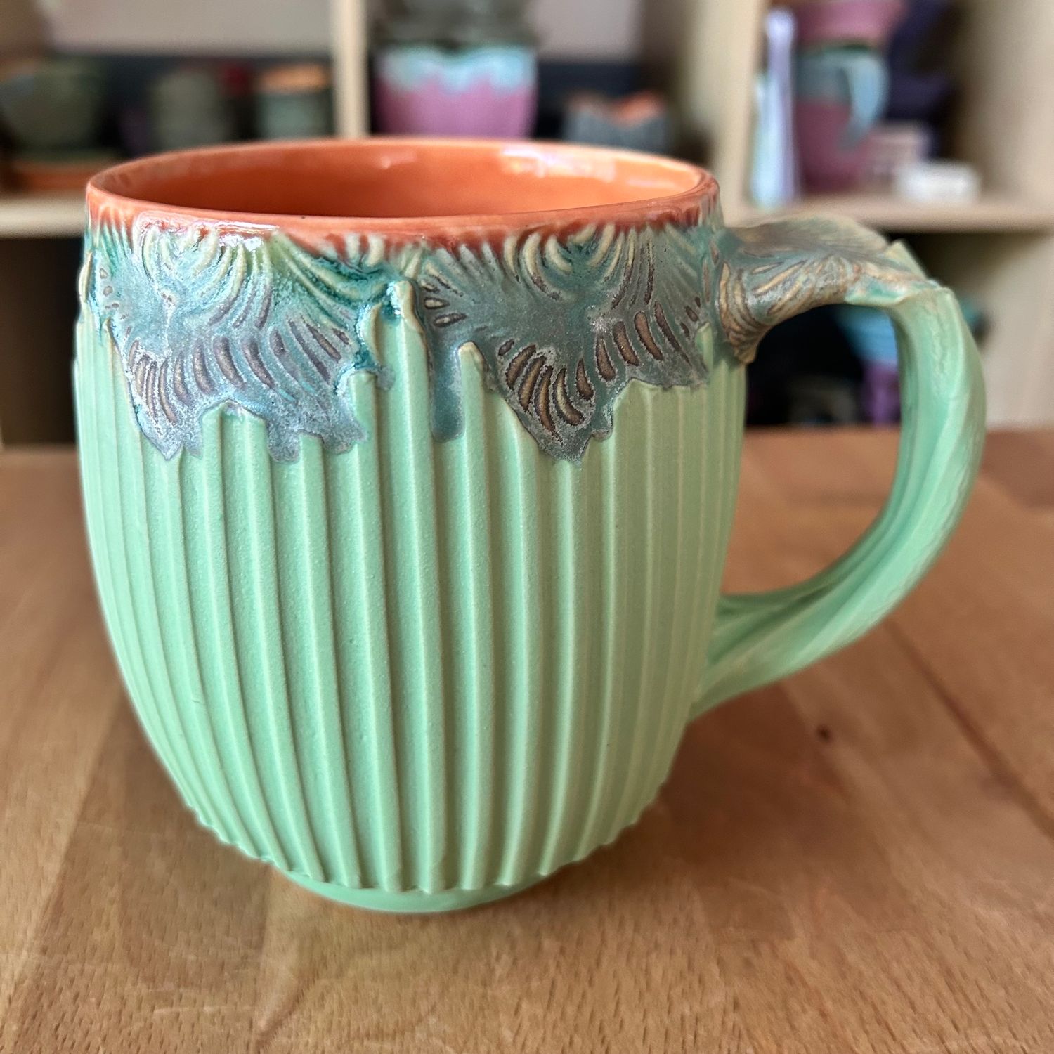 16oz Cup in peach, watered twilight &amp; green