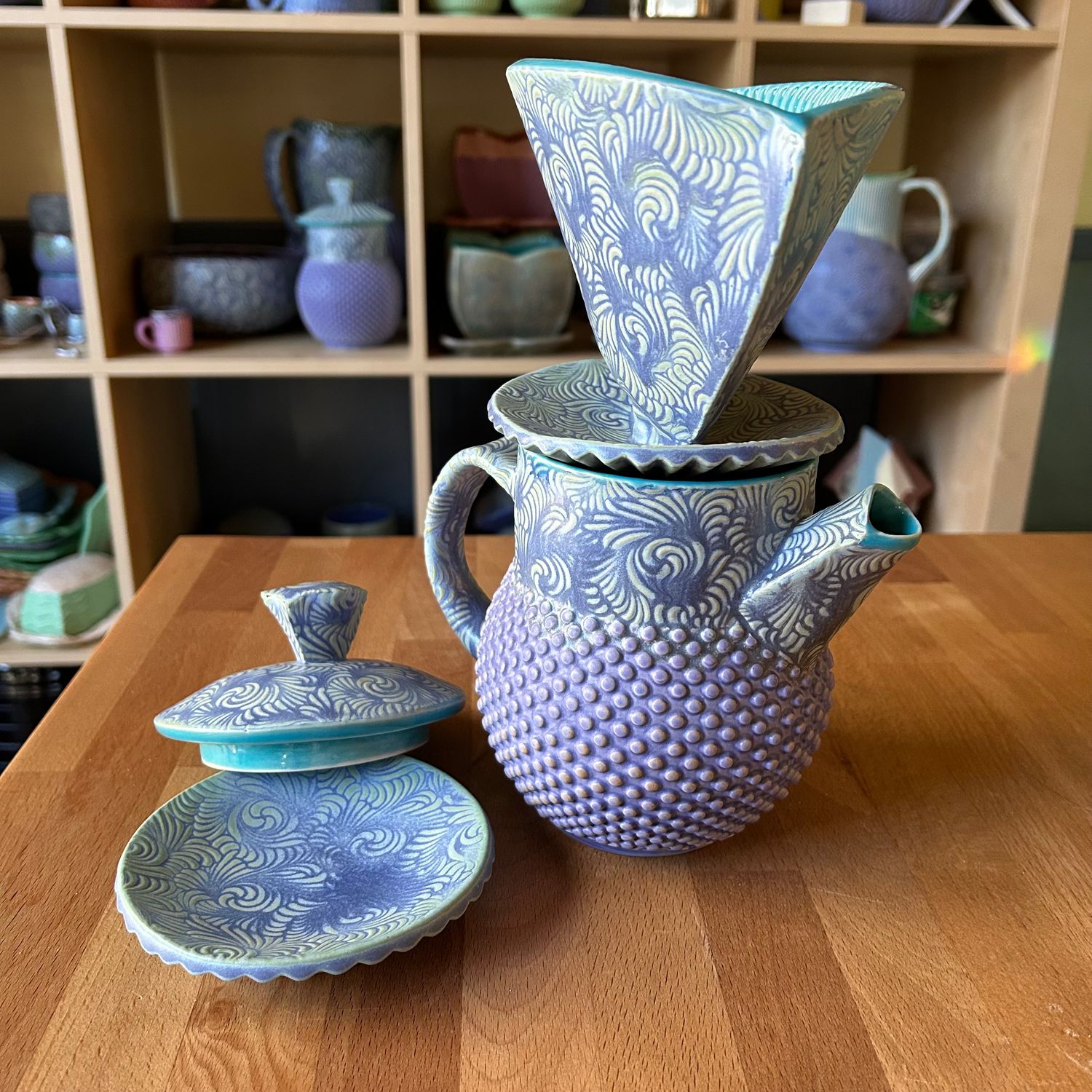 Pourover Coffeepot in turquoise, mermaid &amp; purple
