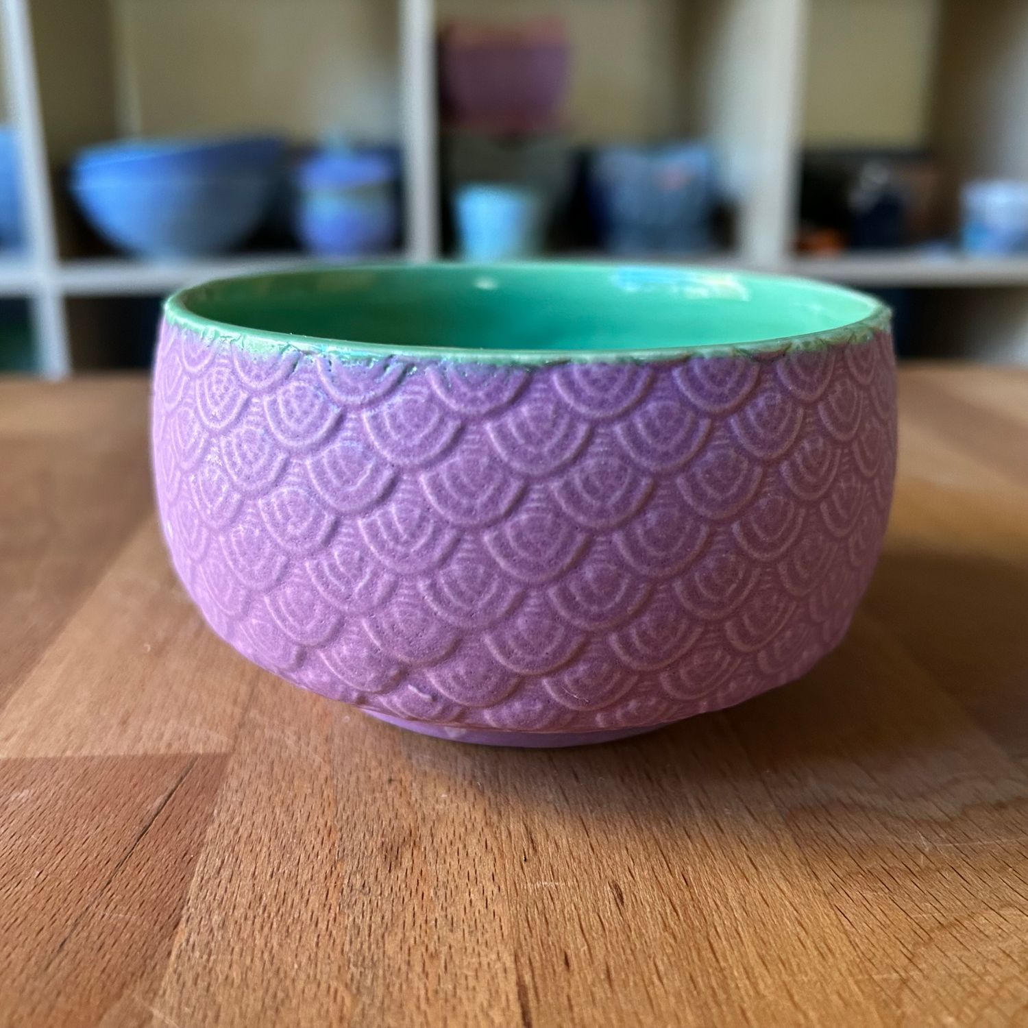 Dip/Sauce/Ice Cream Bowl in green &amp; chrysanthemum