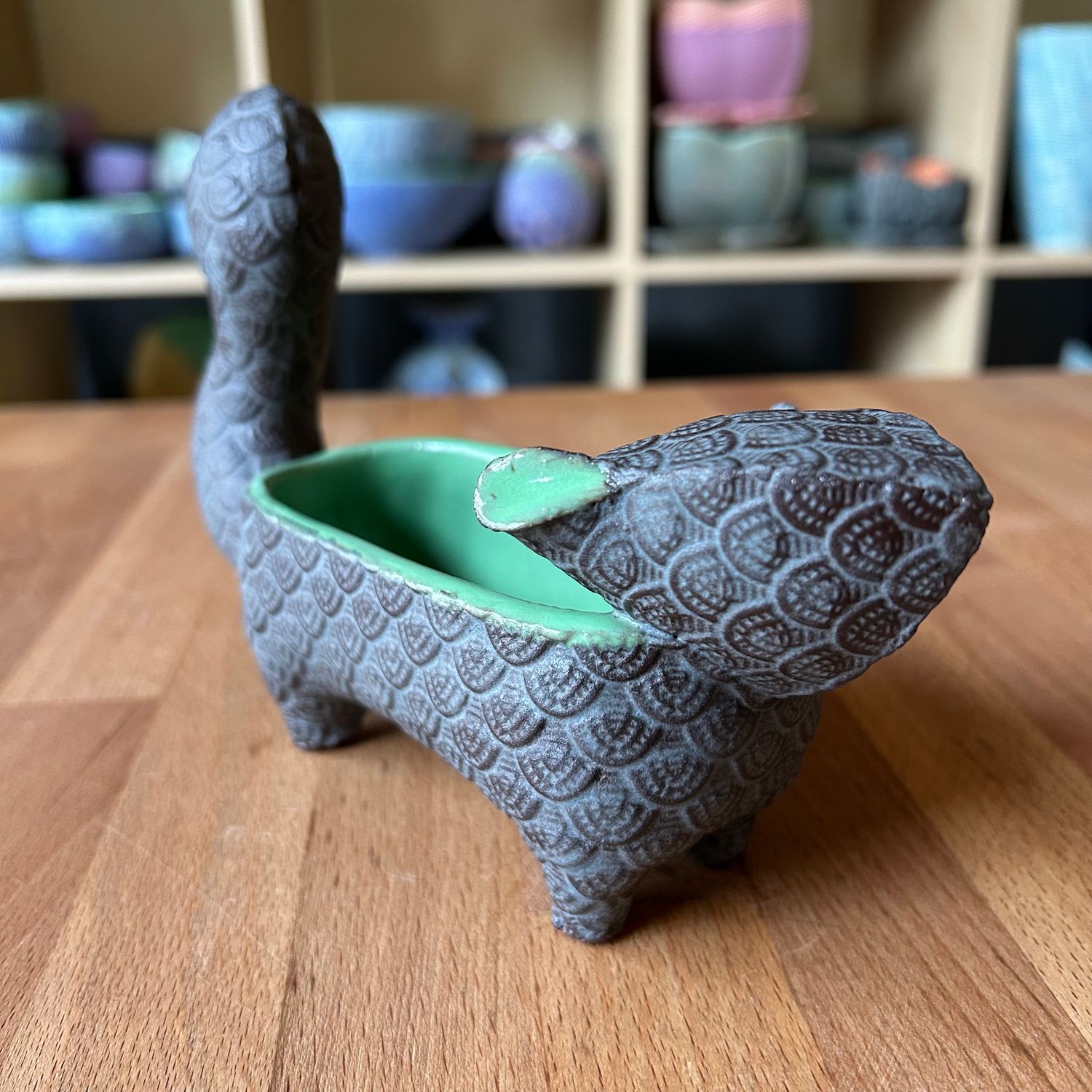 Small Squirrel in green &amp; steely grey