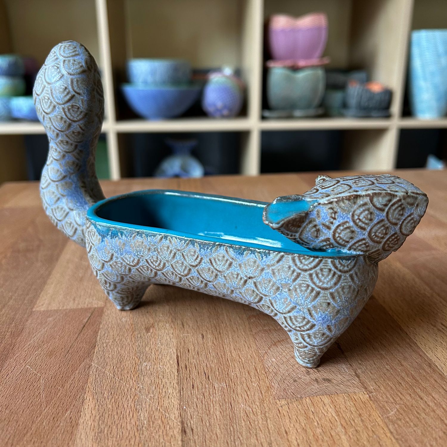 Small Squirrel in turquoise and peacock