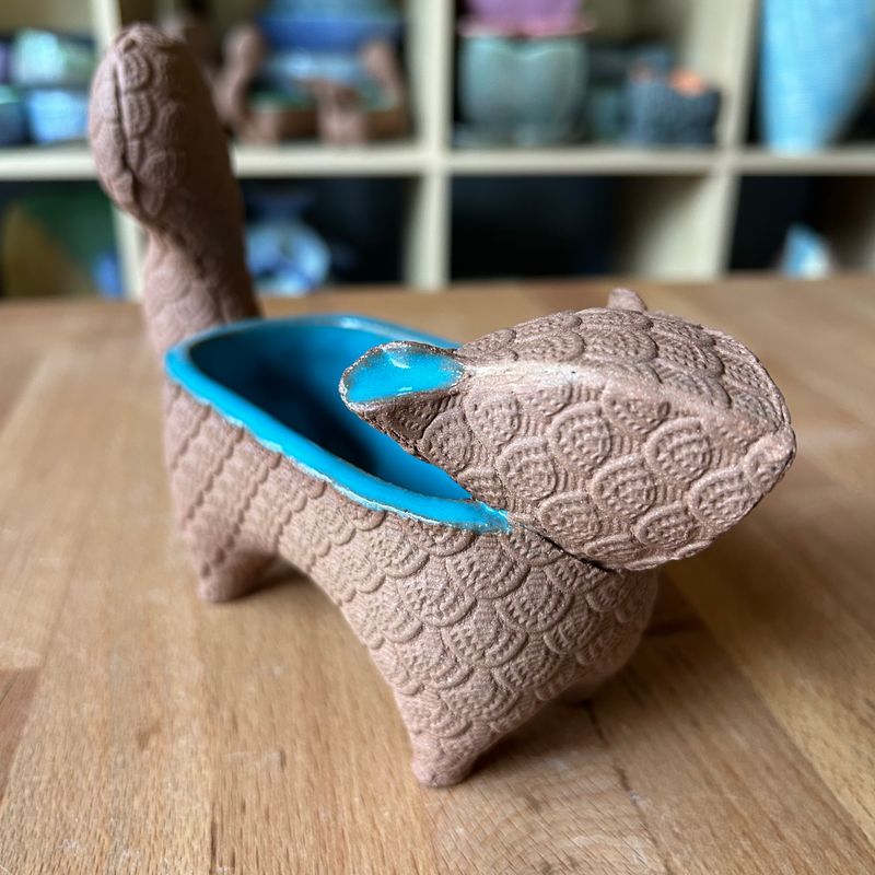 Small Squirrel in turquoise &amp; bare brown clay