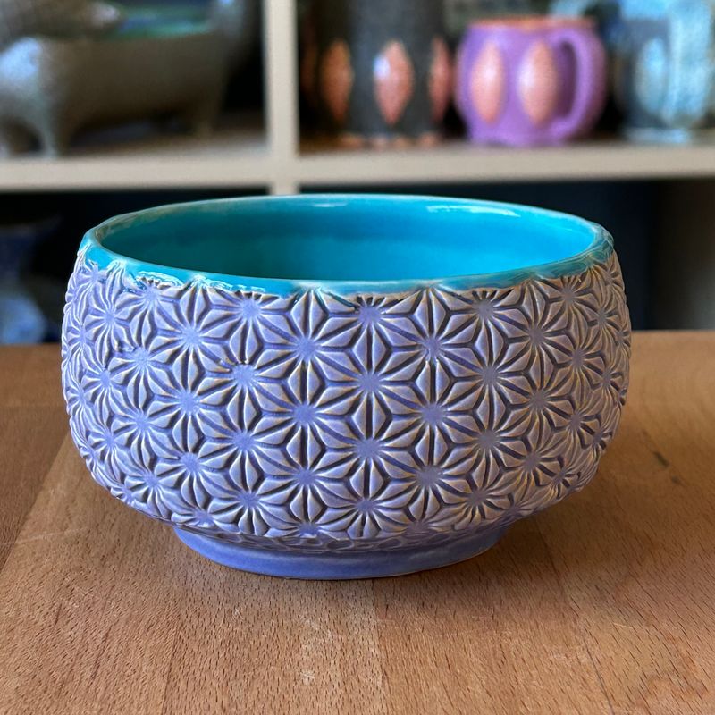 Dip/Sauce/Ice Cream Bowl with stars in turquoise &amp; purple