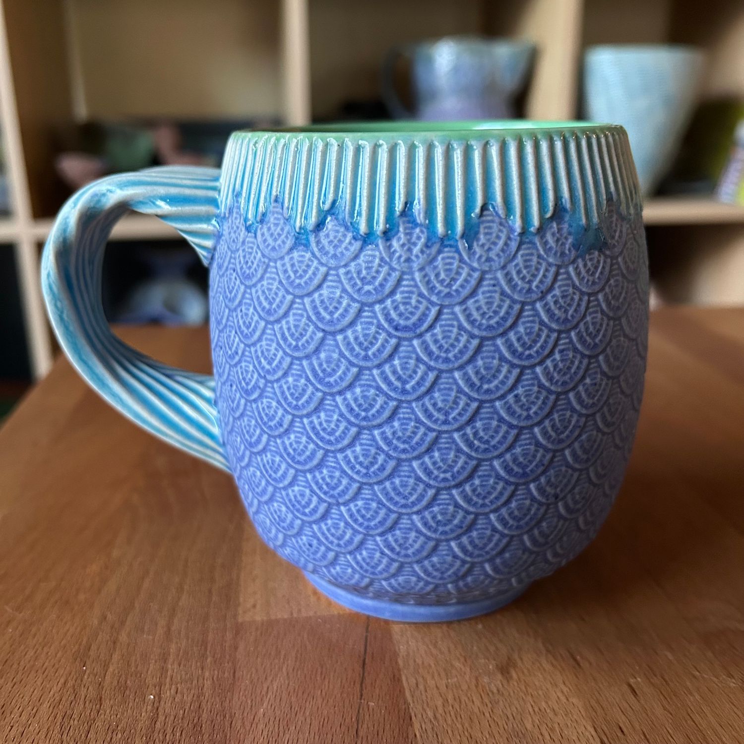 16oz Cup in green, lake ice blue and bloo