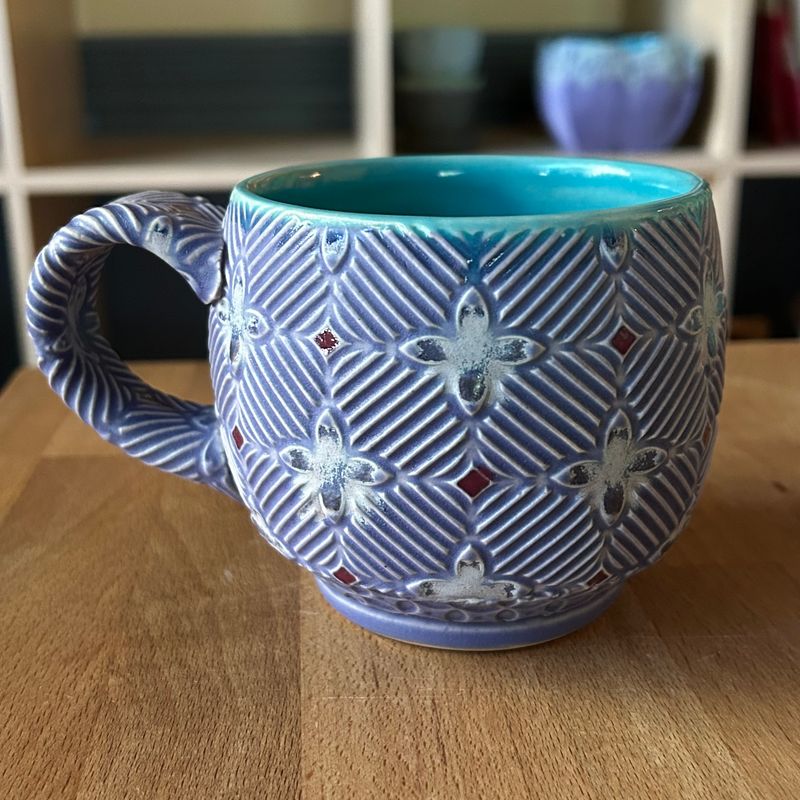 Shortie 12oz in turquoise &amp; purple with mermaid &amp; crimson accents