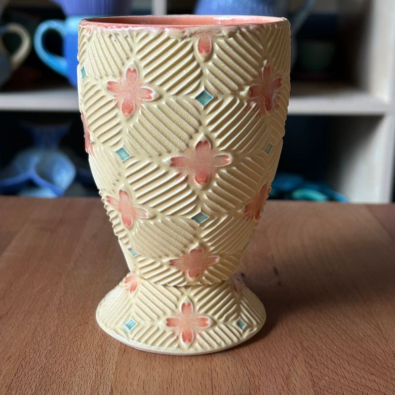 Goblet in peach, yellow with voom &amp; turquoise accents