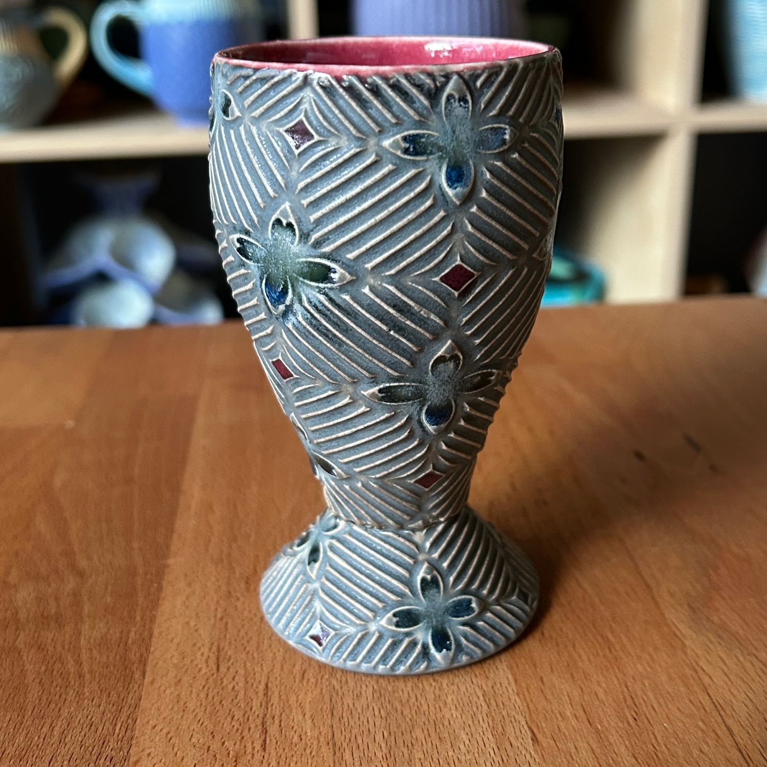 Chalice in crimson &amp; grey with twilight &amp; crimson accents