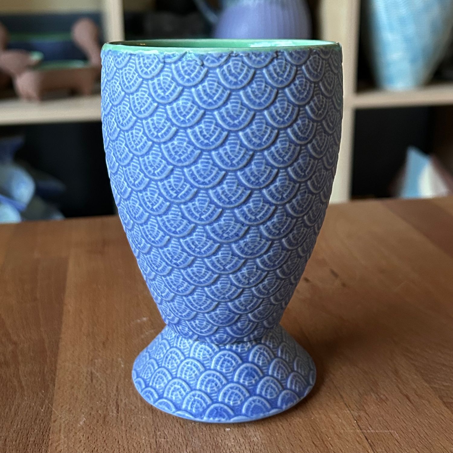 Goblet in green &amp; bloo