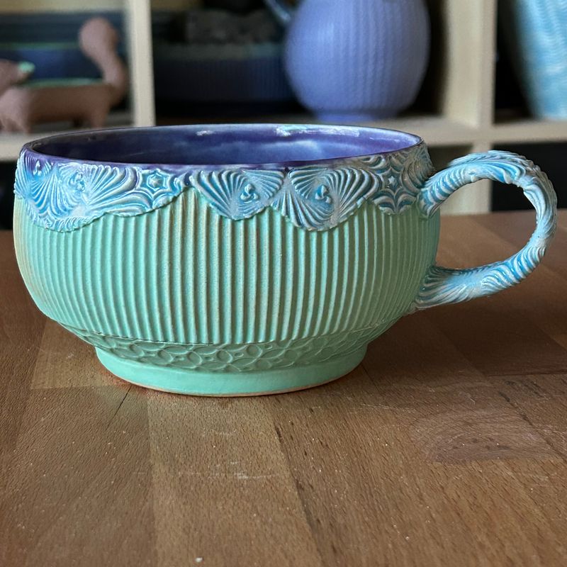 Stew Cup in purple, lake ice blue &amp; green