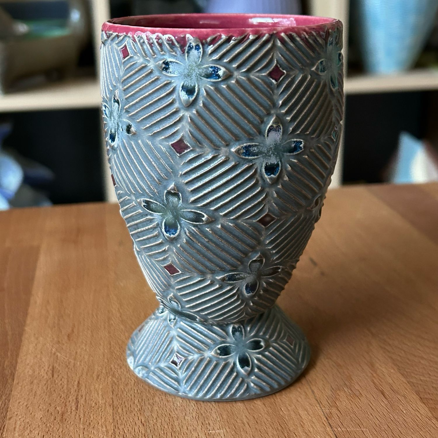 Goblet in crimson, grey &amp; twilight