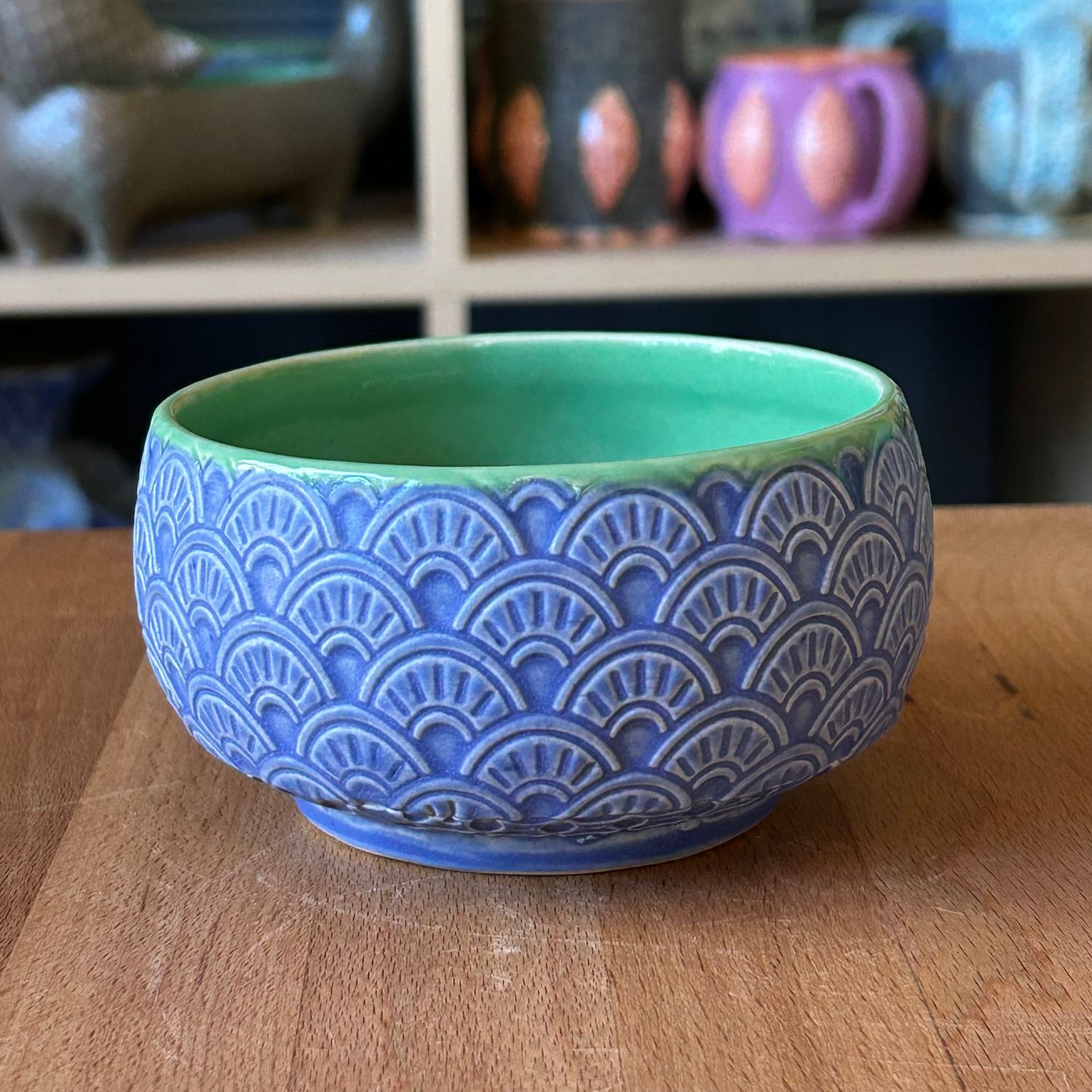 Dip/Sauce/Ice Cream Bowl in green &amp; bloo