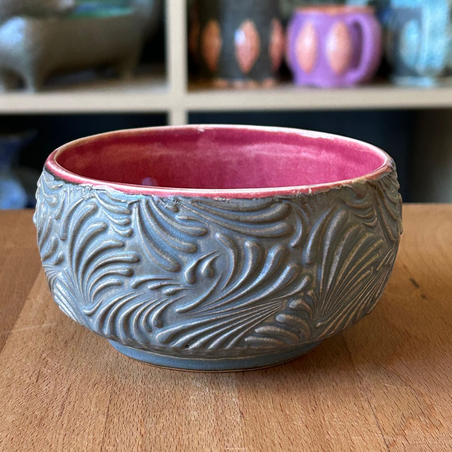 Dip/Sauce/Ice Cream Bowl in crimson &amp; grey