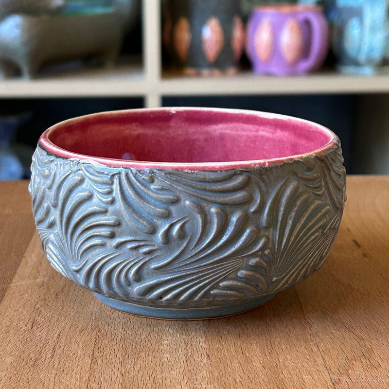 Dip/Sauce/Ice Cream Bowl in crimson &amp; grey