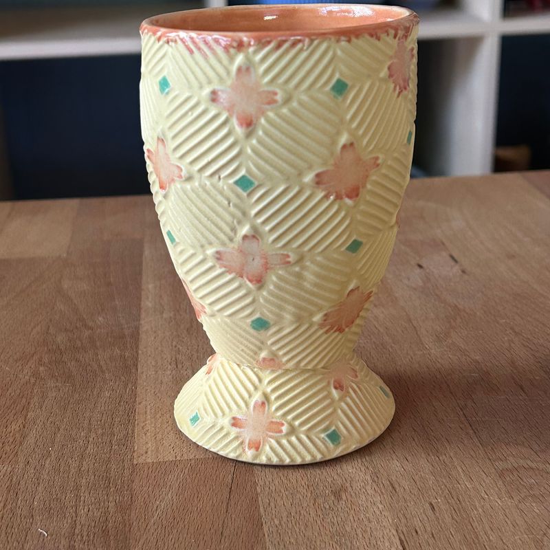 Goblet in peach &amp; yellow with voom &amp; green accents