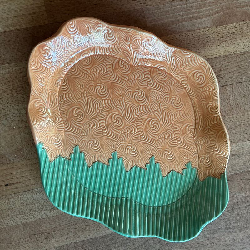 Sidelong Glance in peach  &amp; green