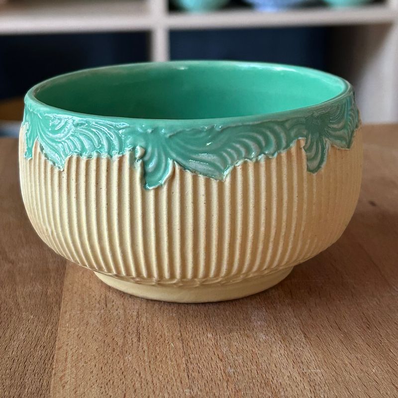 Dip/Sauce/Ice Cream Bowl in green &amp; yellow
