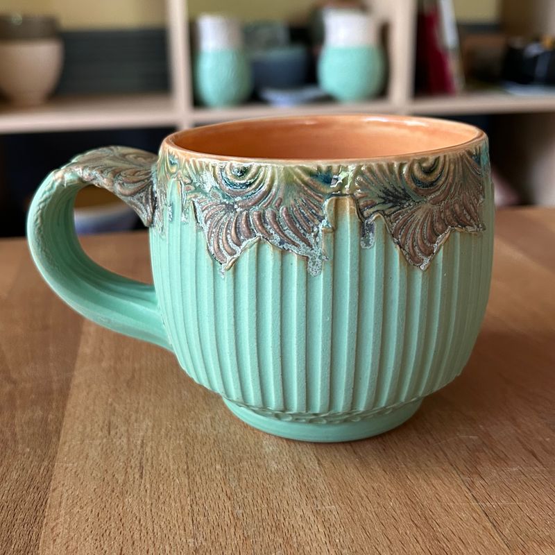 Shortie 12oz in peach, watered twilight &amp; green