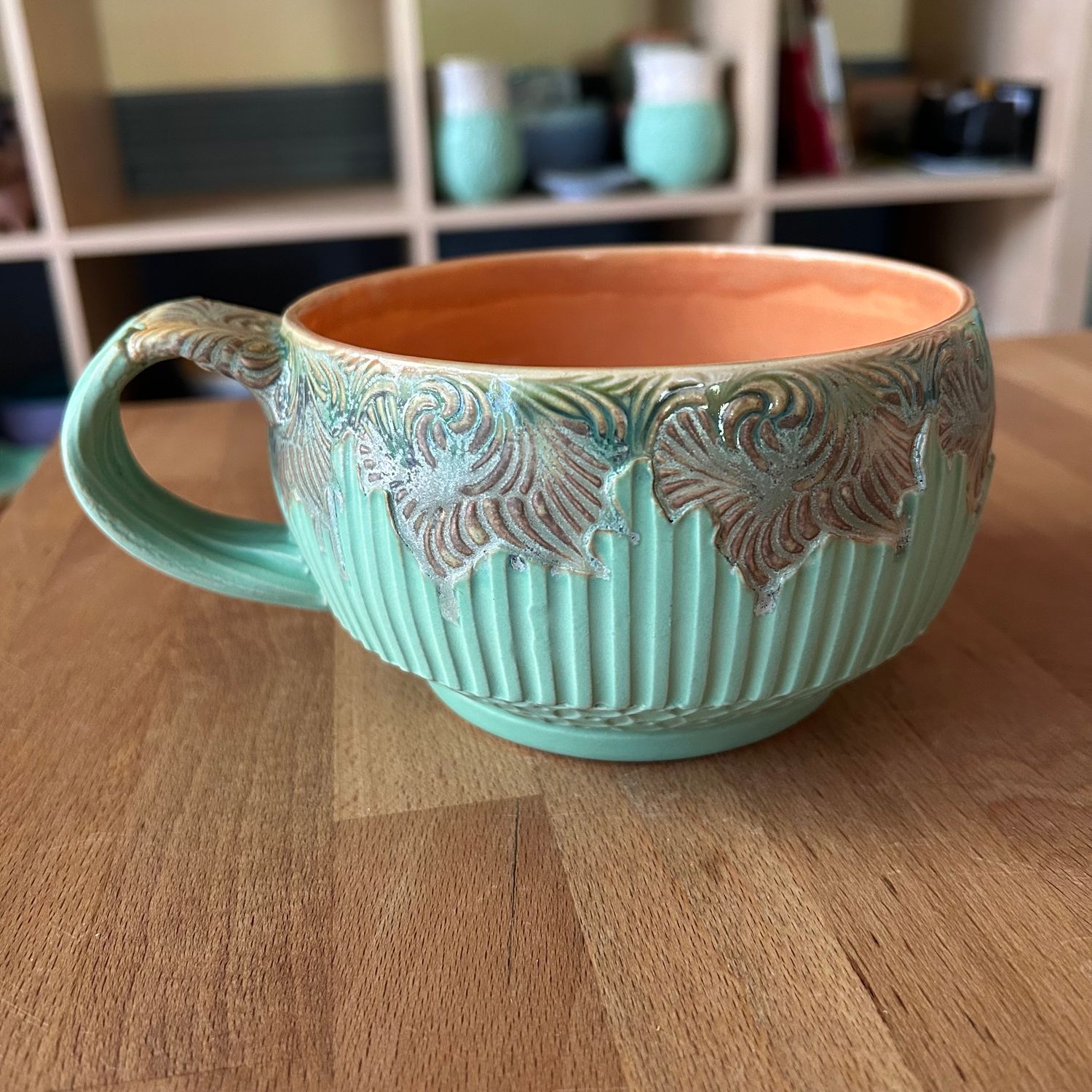 Stew Cup in peach &amp; green