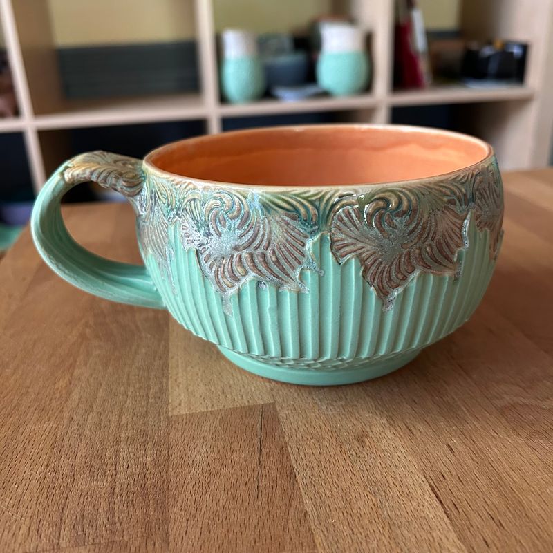 Stew Cup in peach &amp; green