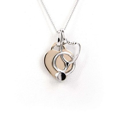 Heart and Stethoscope Necklace - Rose Gold Plated