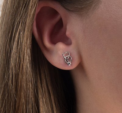 Mini Stethoscope Stud Earrings in Sterling Silver