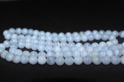 Blue Lace Agate Crystal Jaap Mala 108 Beads | (For Meditation, Emotional Healing & Anxiety Relief)