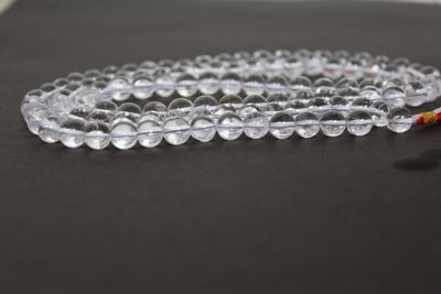 Clear Quartz Crystal Jaap Mala 109 Beads | 8MM beads ( Sphatik Mala for Clarity of thoughts & Chakra Healing )