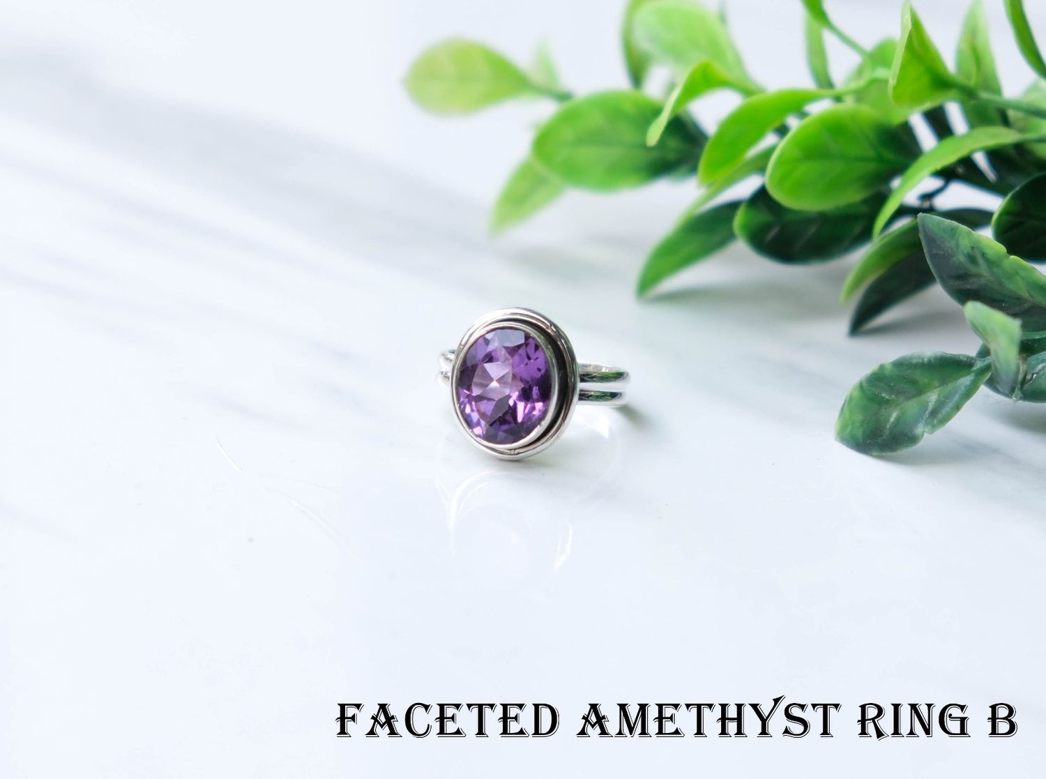 Amethyst or Jamunaia Crystal Gemstone Ring - Sterling Silver | 5.5 Carat ( For Calmness, Sleep & Mindfulness )