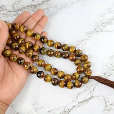 Tiger Eye Jaap Mala 109 Beads | 8MM beads ( Tiger Eye for Protection, Courage and  Confidence )