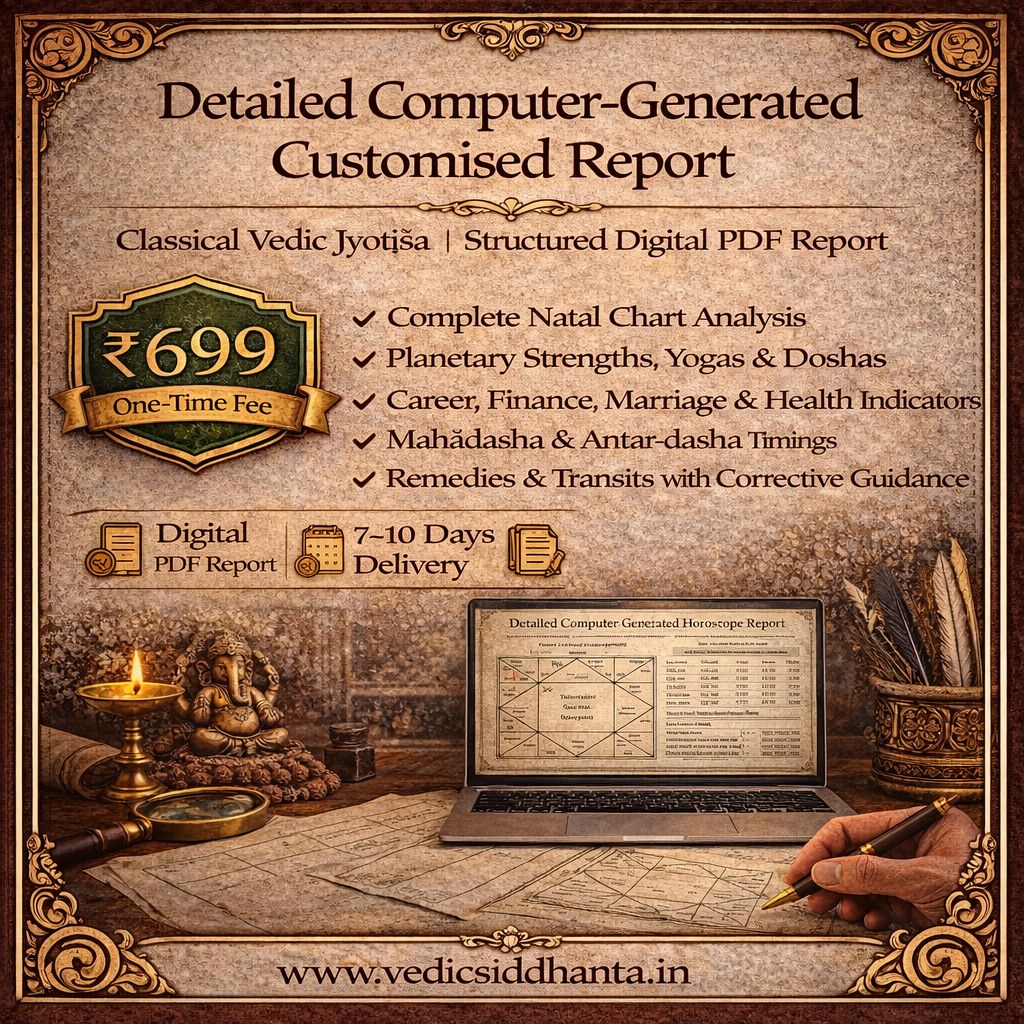 Detailed Computer-Generated Customised Report | Classical Vedic Jyotiṣa | Structured Digital PDF Report
