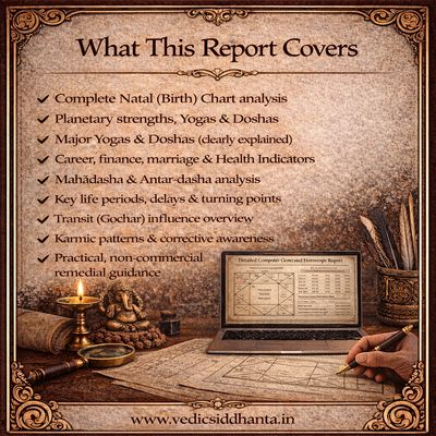 Detailed Computer-Generated Customised Report | Classical Vedic Jyotiṣa | Structured Digital PDF Report