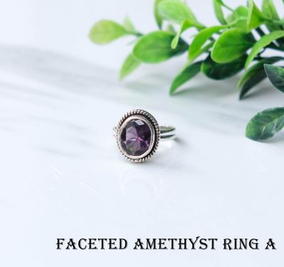 Amethyst or Jamunaia Crystal Gemstone Ring - Sterling Silver | 5.5 Carat ( For Calmness, Sleep & Mindfulness ) Amethyst or Jamunaia Crystal Gemstone Ring - Sterling Silver | 5.5 Carat ( For Calmness, Sleep & Mindfulness )
