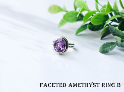 Amethyst or Jamunaia Crystal Gemstone Ring - Sterling Silver | 5.5 Carat ( For Calmness, Sleep & Mindfulness )