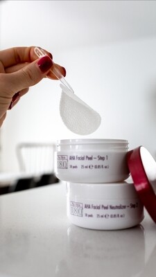 Peel pads- no actual peeling!  gets rid of sun damage + discoloration and smooths skin texture!