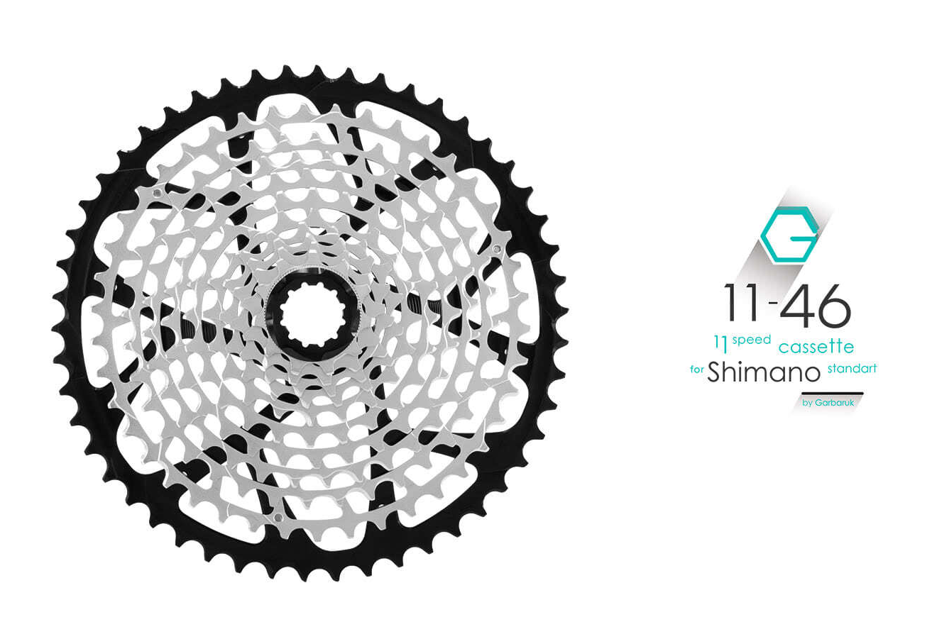 Garbaruk 11-speed cassette (Shimano-standard freehub), Colour: Black, Cassette Model: 11-46
