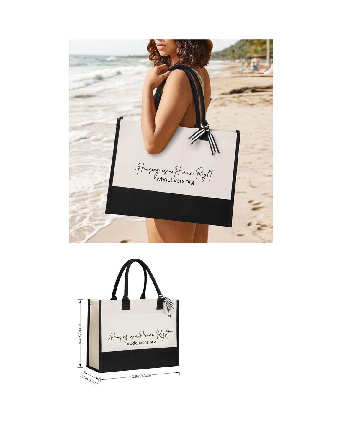 Blk w/Wht Hand Bag - HIHR