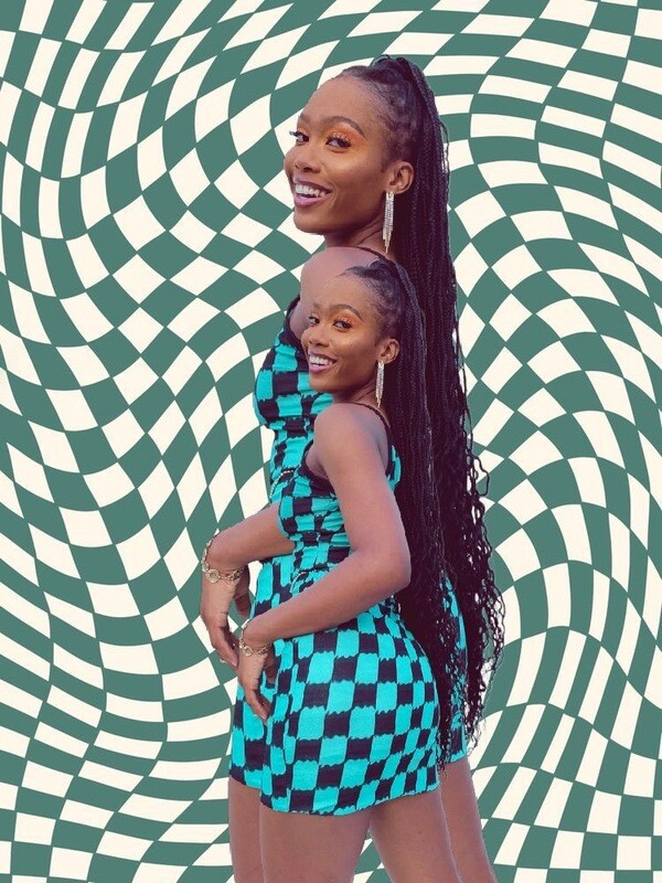 green pattern dress