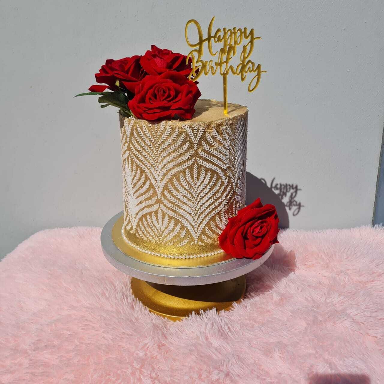 Gold Stencil Cake