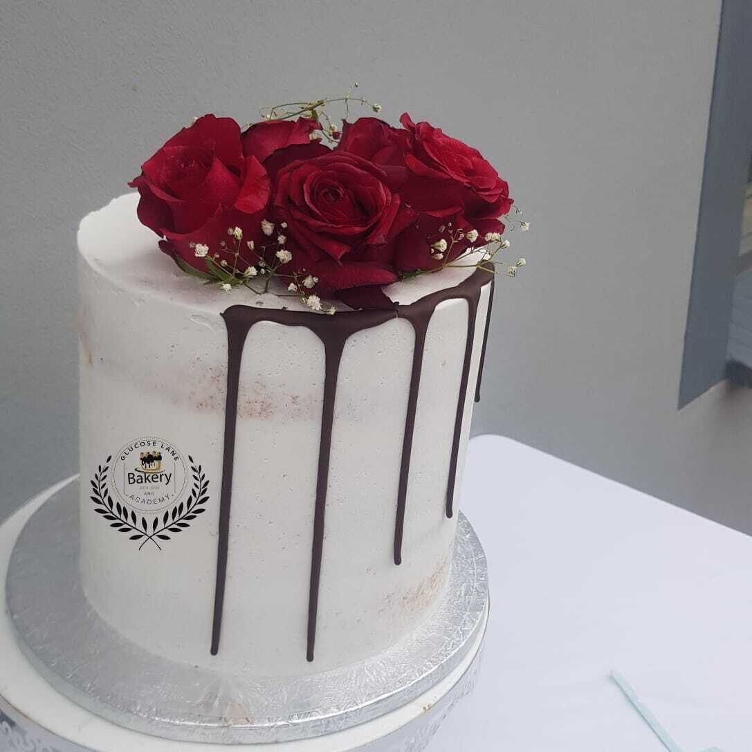Naked White Drip Cake