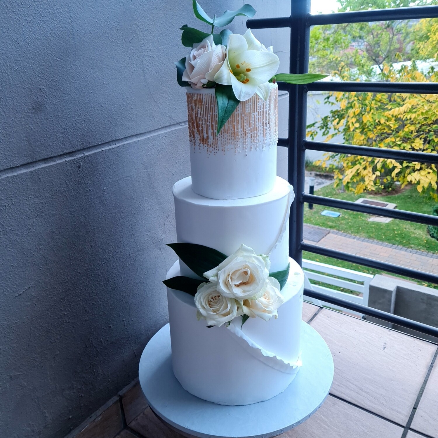 3 Tier Mesh Stencil Cake
