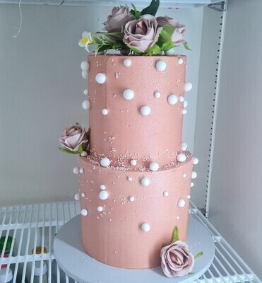 2 Tier Pearls Cake