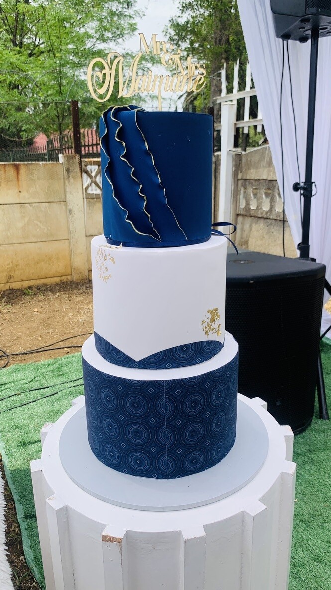 3 tier Tswana Themed Wedding Cake