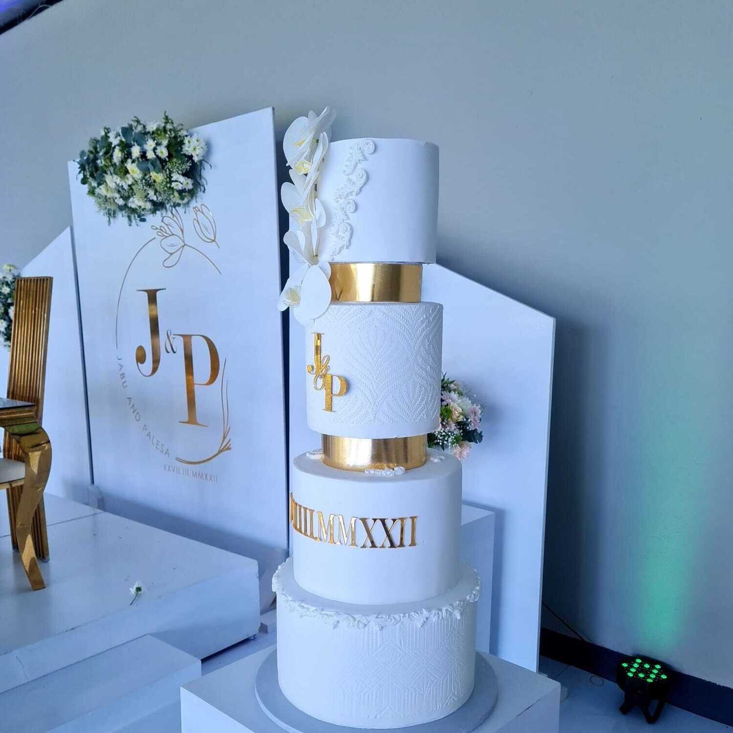 4 Tier White Wedding Cake