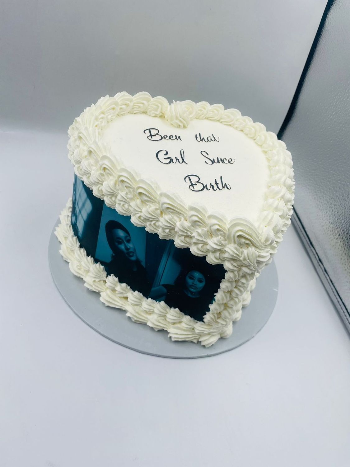 18cm Heart Cake with pictures on the side