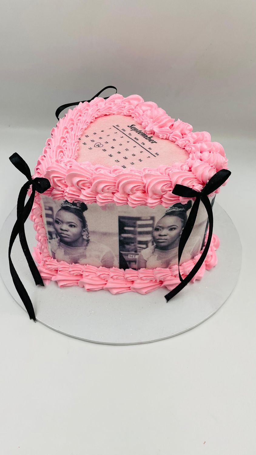15cm Heart Cake with pictures on the side